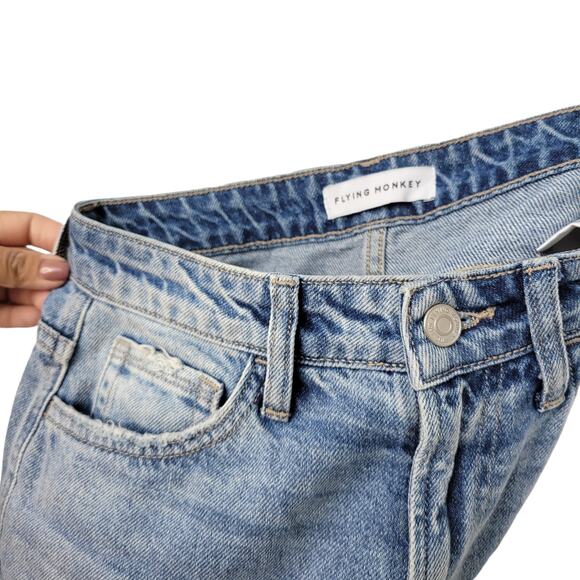 Flying Monkey Apart High Rise Mom Ripped Straight Crop Jeans Women Sz 26 - Picture 7 of 7